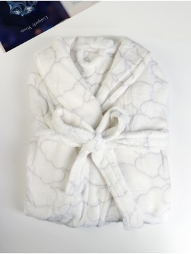 Cloud Print Flannel House Robe W/ Pockets